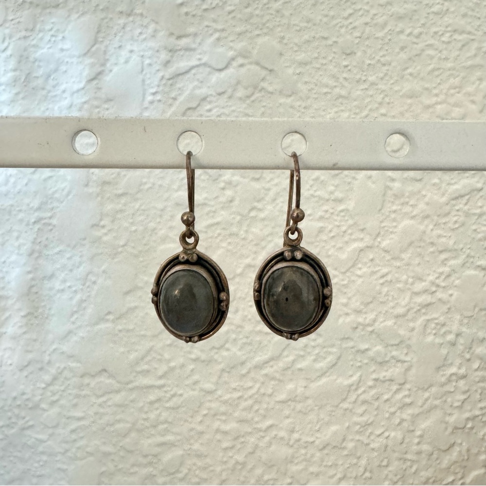 Vintage Silver Labradorite Earrings